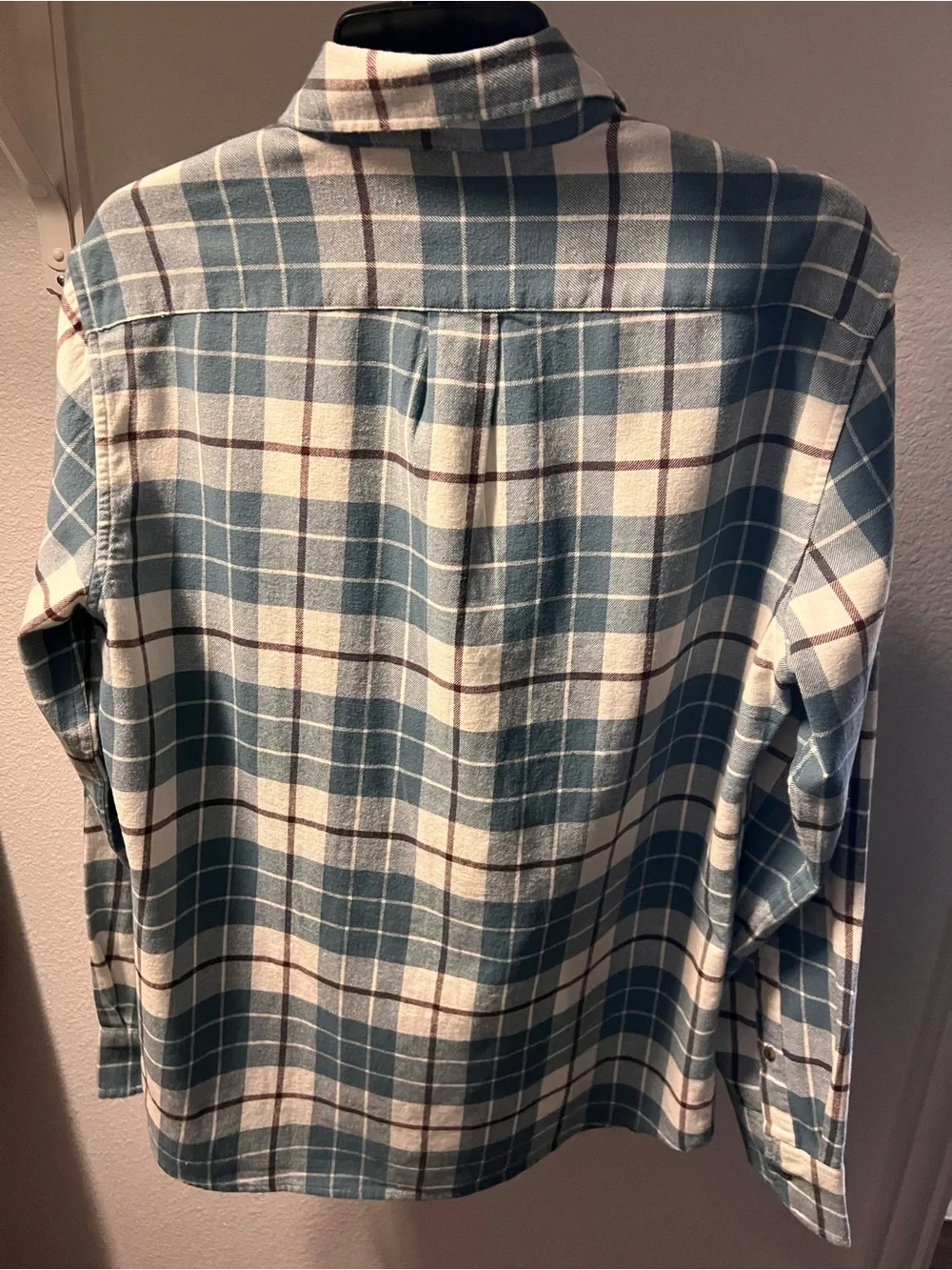 J. Crew Plaid Flannel Button-Down Shirt in Blue and Cream